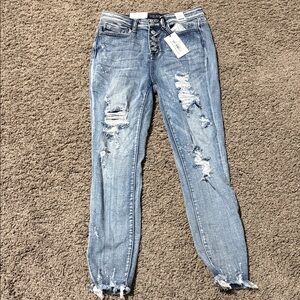 Judy Blue Light Blue Distressed Skinny Jeans